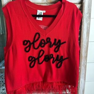 Queen of Sparkles red Ga Bulldog vest with fringe